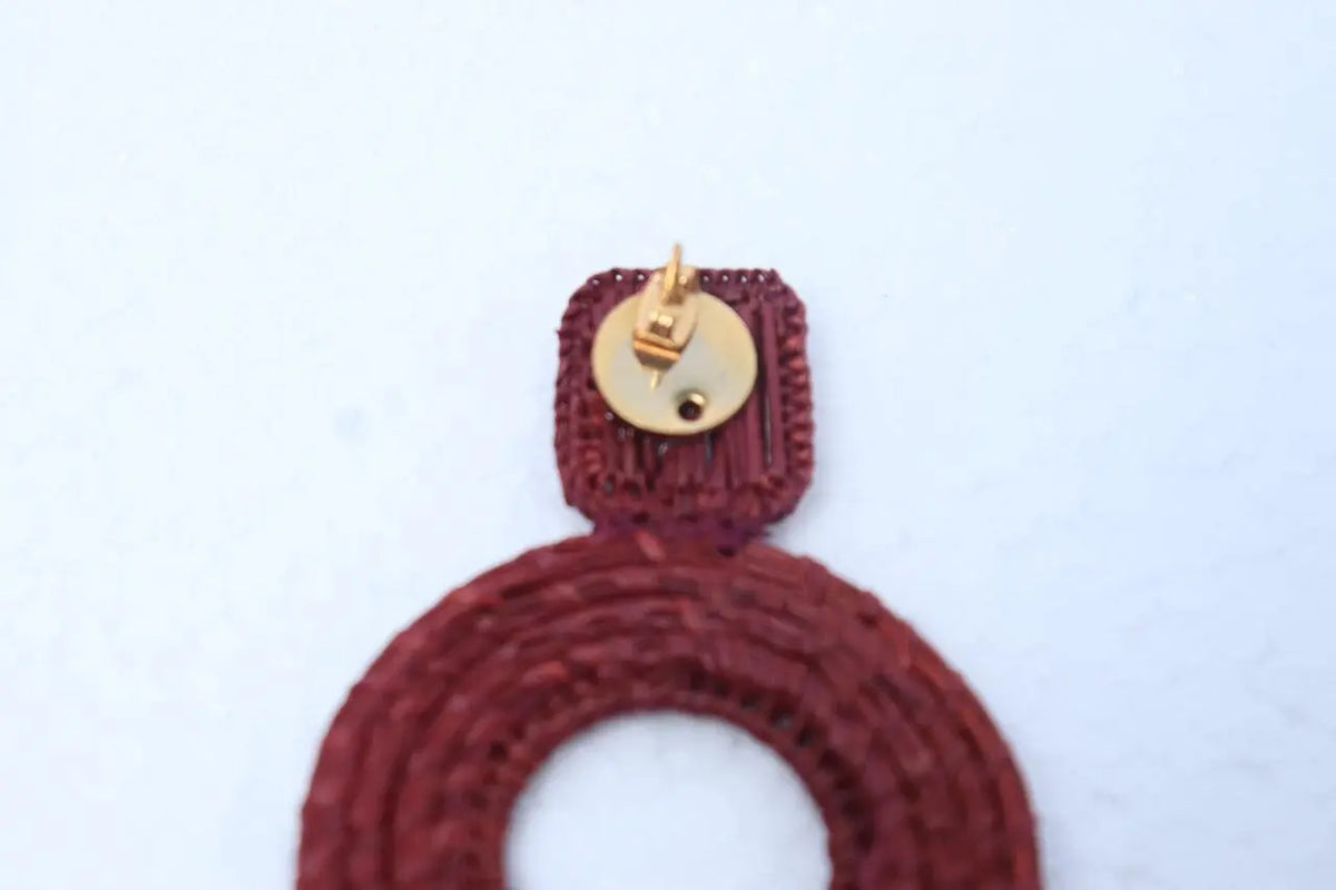 Burgundy Tassels iraca Earrings - Best of Colombia