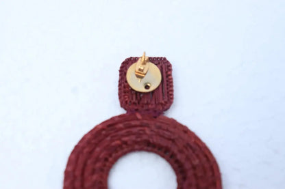 Burgundy Tassels iraca Earrings - Best of Colombia