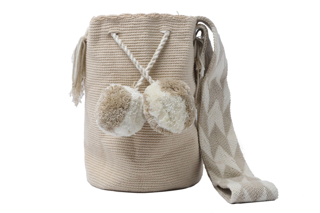 Beige Cream Mochila with Pompom - Best of Colombia