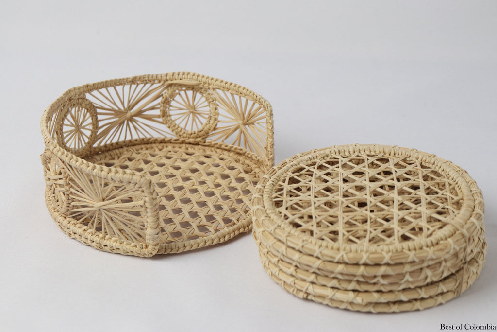 Iraca palm Coasters with Case - Best of Colombia