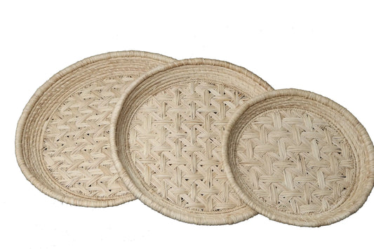 3 Piece iraca Round Trays - Hand woven - Best of Colombia