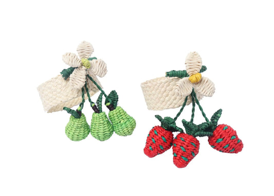 Fruit Triplets Straw Napkin Rings - 3 Berries , 3 Pears, 3 lemons - Best of Colombia