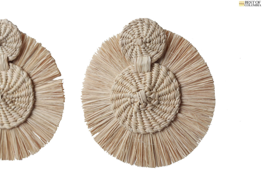 Iraca/Raffia Palm Earrings - Natural Color - Best of Colombia