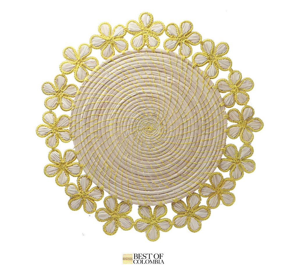 Yellow Floral Iraca Placemat - 16 in - Best of Colombia
