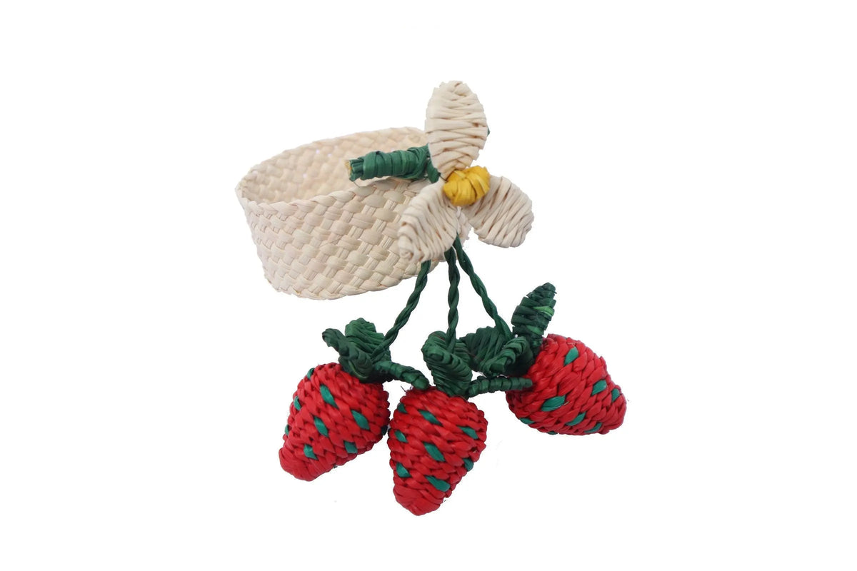 Fruit Triplets Straw Napkin Rings - 3 Berries , 3 Pears, 3 lemons - Best of Colombia