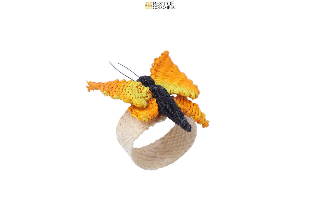 Golden Butterfly Straw Napkin ring - Best of Colombia
