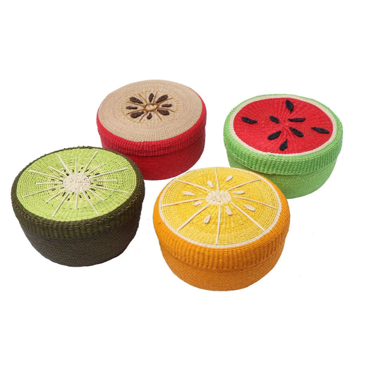 Straw fruit Basket with Lid -Handwoven - Best of Colombia