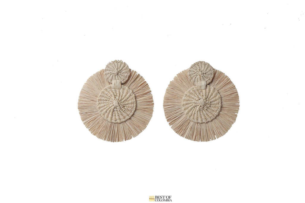 Iraca/Raffia Palm Earrings - Natural Color - Best of Colombia