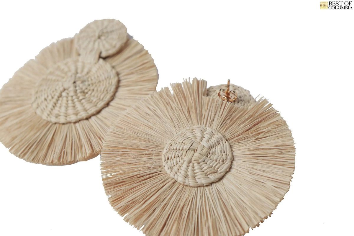Iraca/Raffia Palm Earrings - Natural Color - Best of Colombia