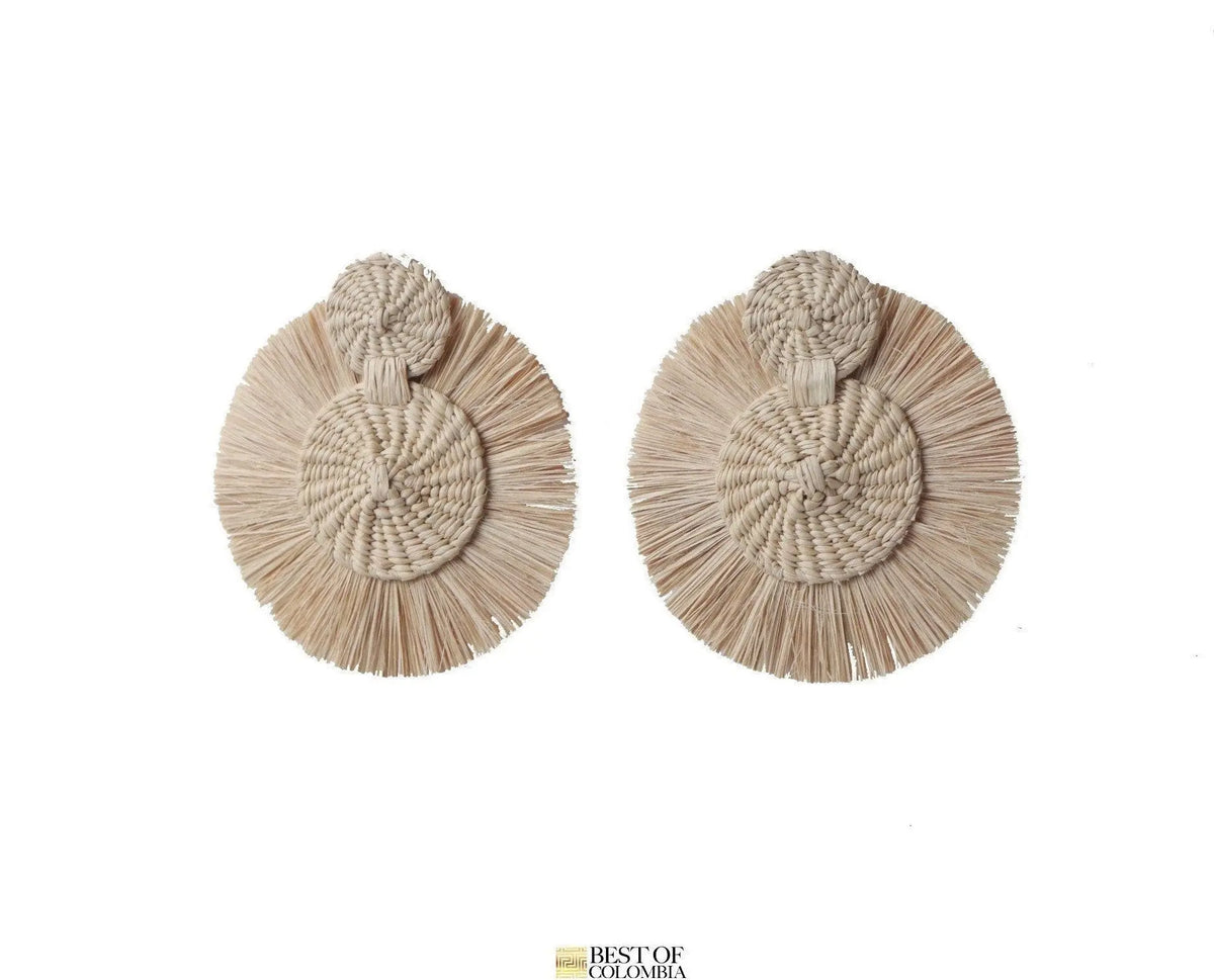 Iraca/Raffia Palm Earrings - Natural Color - Best of Colombia