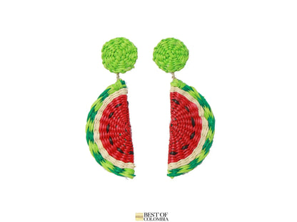 Watermelon Iraca Earrings - Best of Colombia