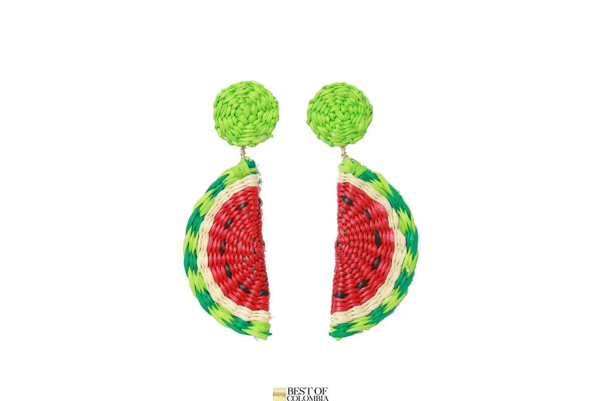 Watermelon Iraca Earrings - Best of Colombia