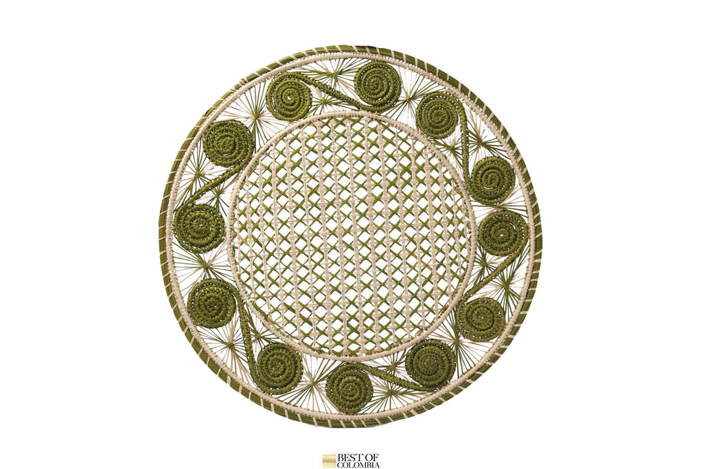 Olive green caracol iraca Placemat - Best of Colombia