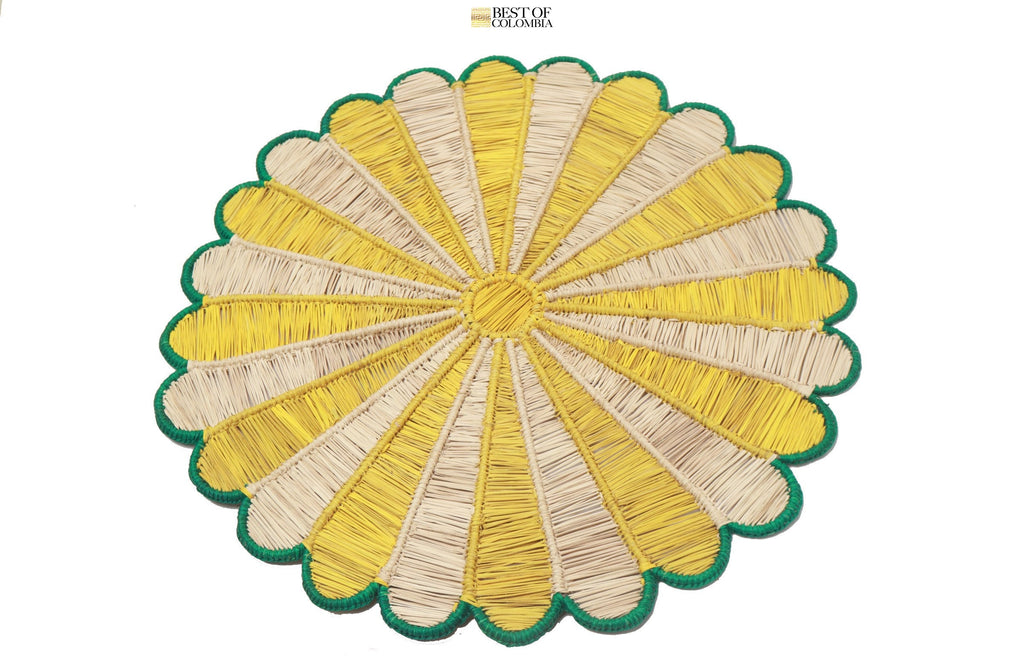 Yellow Sunflower iraca Placemat - 15 inches - Best of Colombia