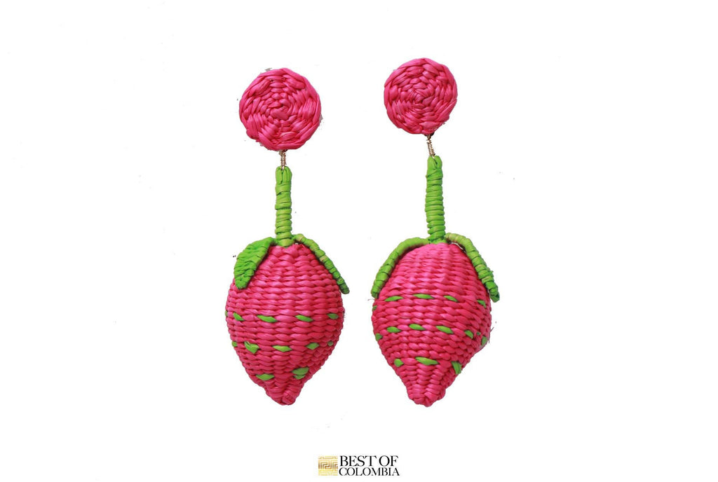 Fuscia Strawberry Earrings - Best of Colombia