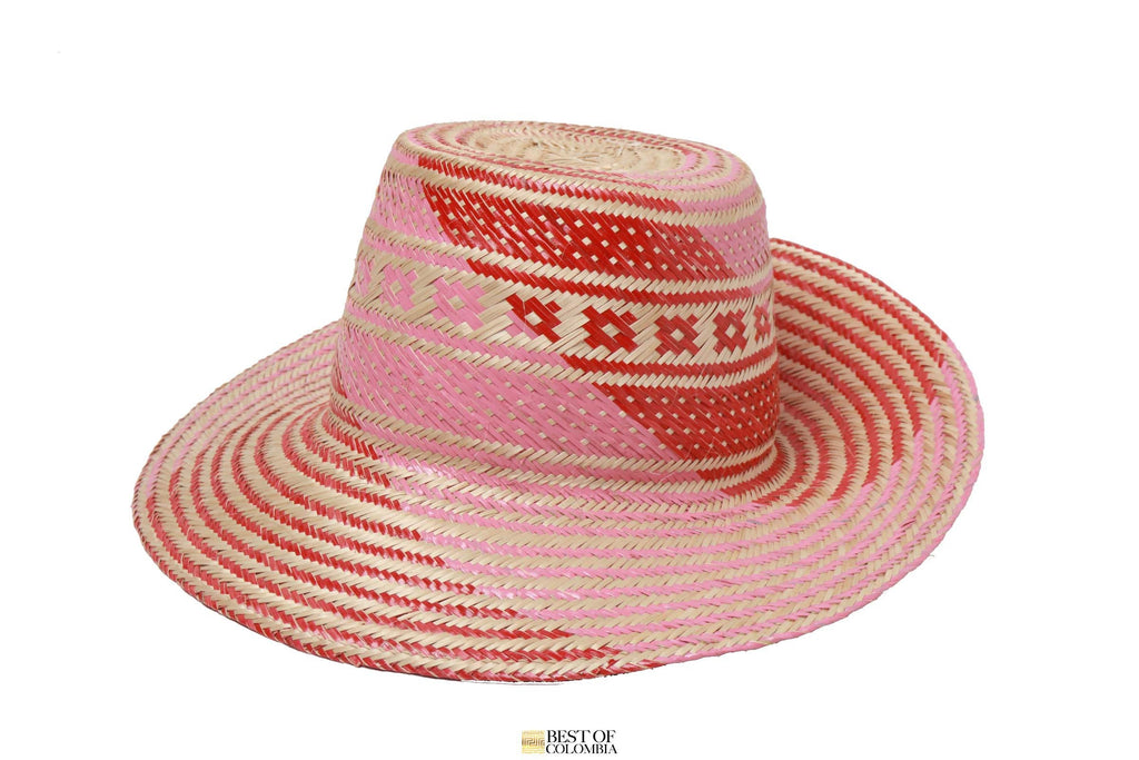 Red & Pink Straw Wayuu Hat - Best of Colombia