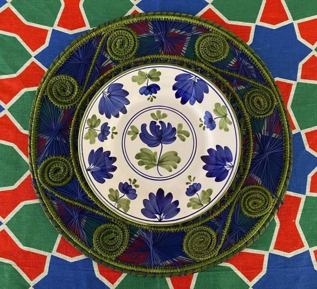 Olive-Blue Iraca Straw Placemat - Best of Colombia