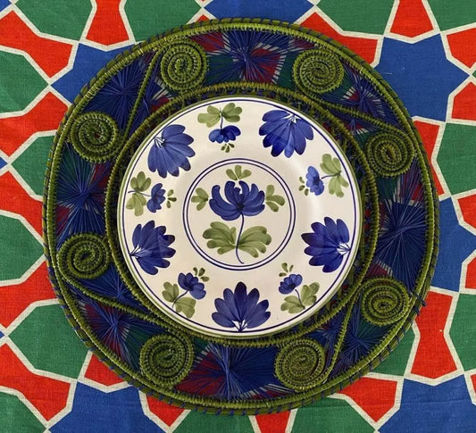 Olive-Blue Iraca Straw Placemat - Best of Colombia
