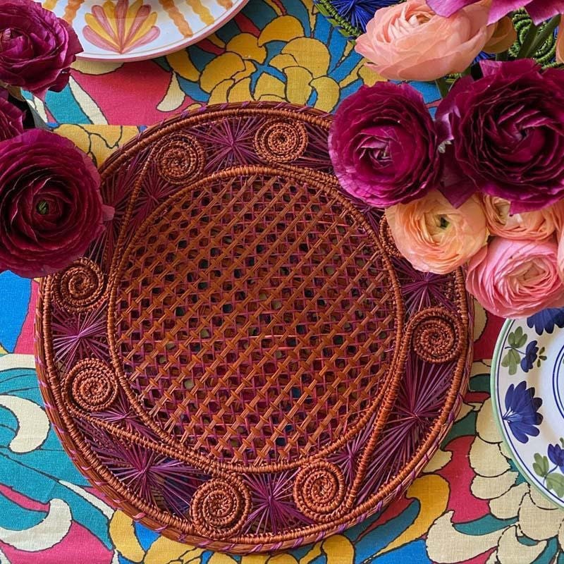 Terracota-Purple Iraca Straw Placemat - Best of Colombia
