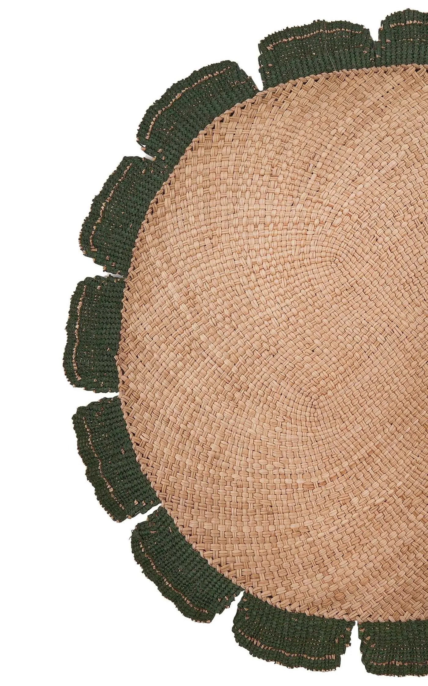 Tan & Green Handwoven Placemat - [set of 2 ] - Best of Colombia