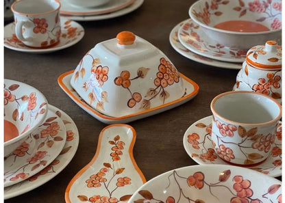 Hand Painted Orange Floral Ceramic Tea Set - Best of Colombia