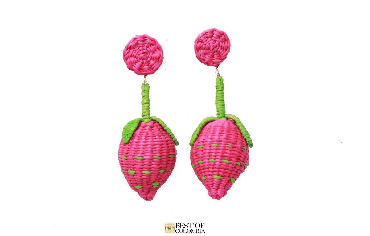 Fuscia Strawberry Earrings - Best of Colombia