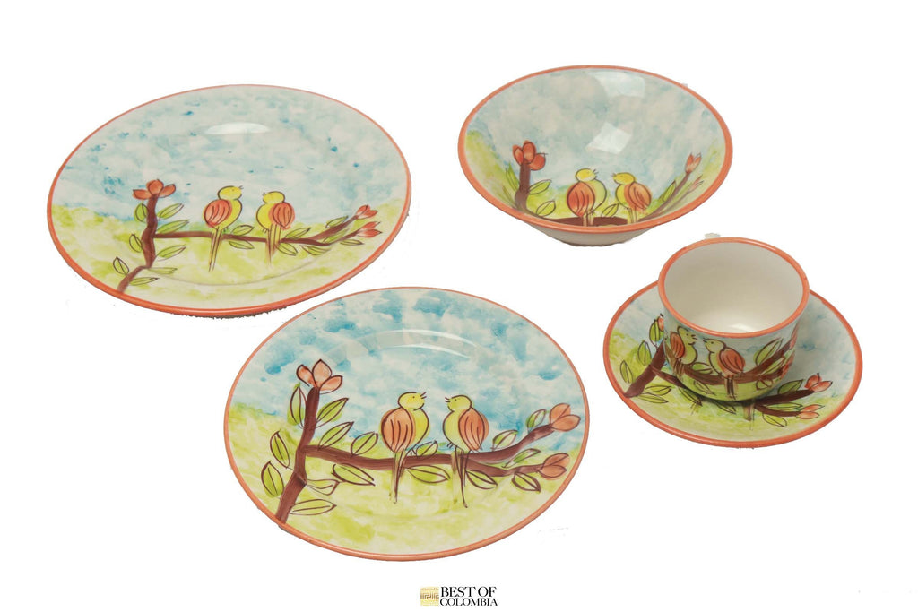 Hand Painted Ceramic Set - Pajaritos - Best of Colombia