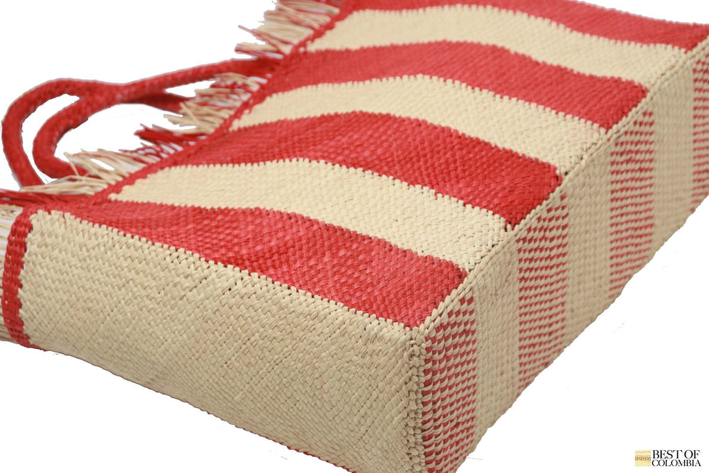 Red Iraca Palm Tote with Fringe - Best of Colombia