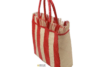 Red Iraca Palm Tote with Fringe - Best of Colombia