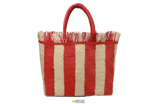 Red Iraca Palm Tote with Fringe - Best of Colombia