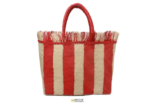 Red Iraca Palm Tote with Fringe - Best of Colombia