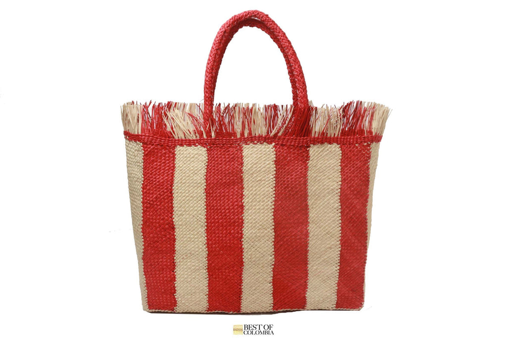 Red Iraca Palm Tote with Fringe - Best of Colombia