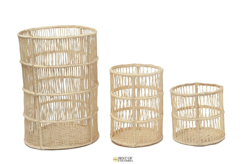Handwoven iraca Candle/Flower Vases - Best of Colombia