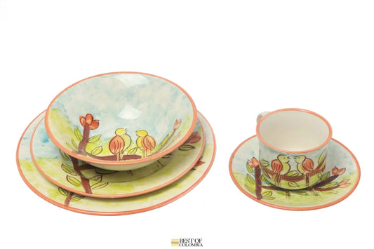 Hand Painted Ceramic Set - Pajaritos - Best of Colombia