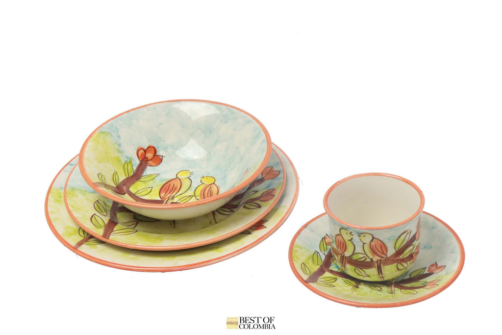Hand Painted Ceramic Set - Pajaritos - Best of Colombia