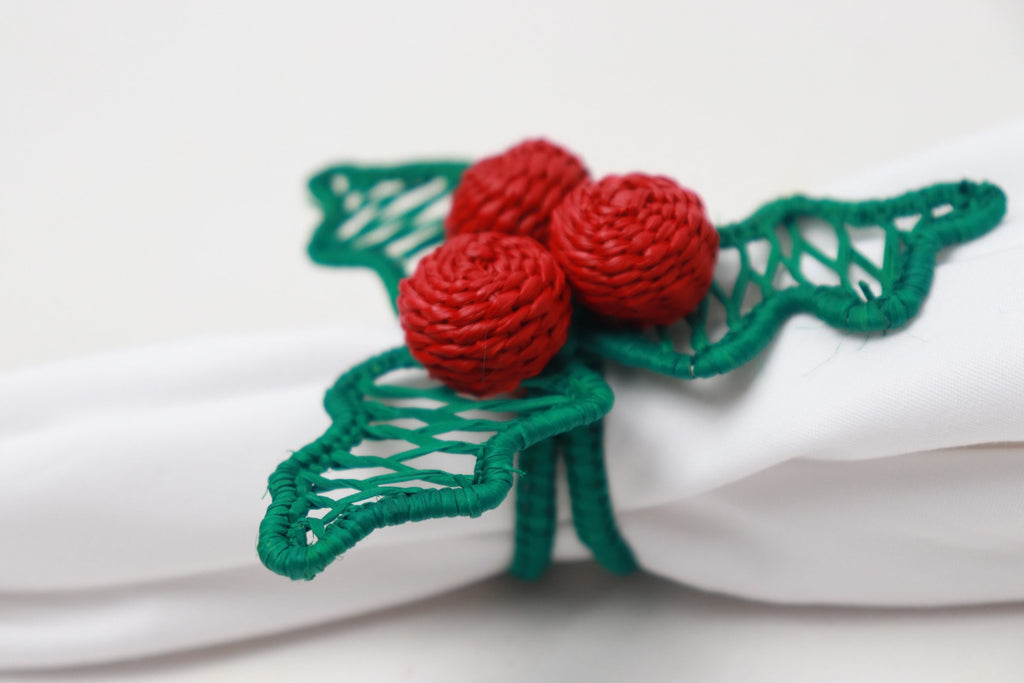 Holly berry Iraca Napkin Rings - Holiday Edition - Best of Colombia