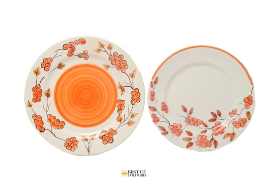 Hand Painted Orange Floral Ceramic Tea Set - Best of Colombia