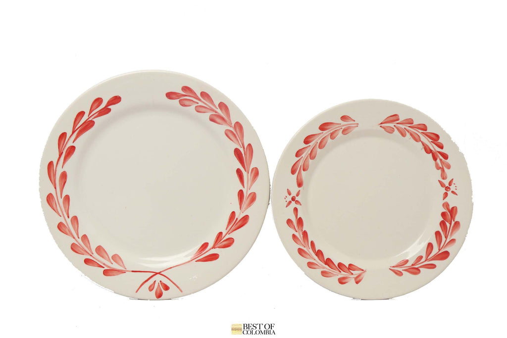 Handmade & Painted Floral Ceramic Plate set 3 Colors - Best of Colombia