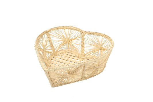 Small Heart Iraca/Straw Bread Basket - Best of Colombia