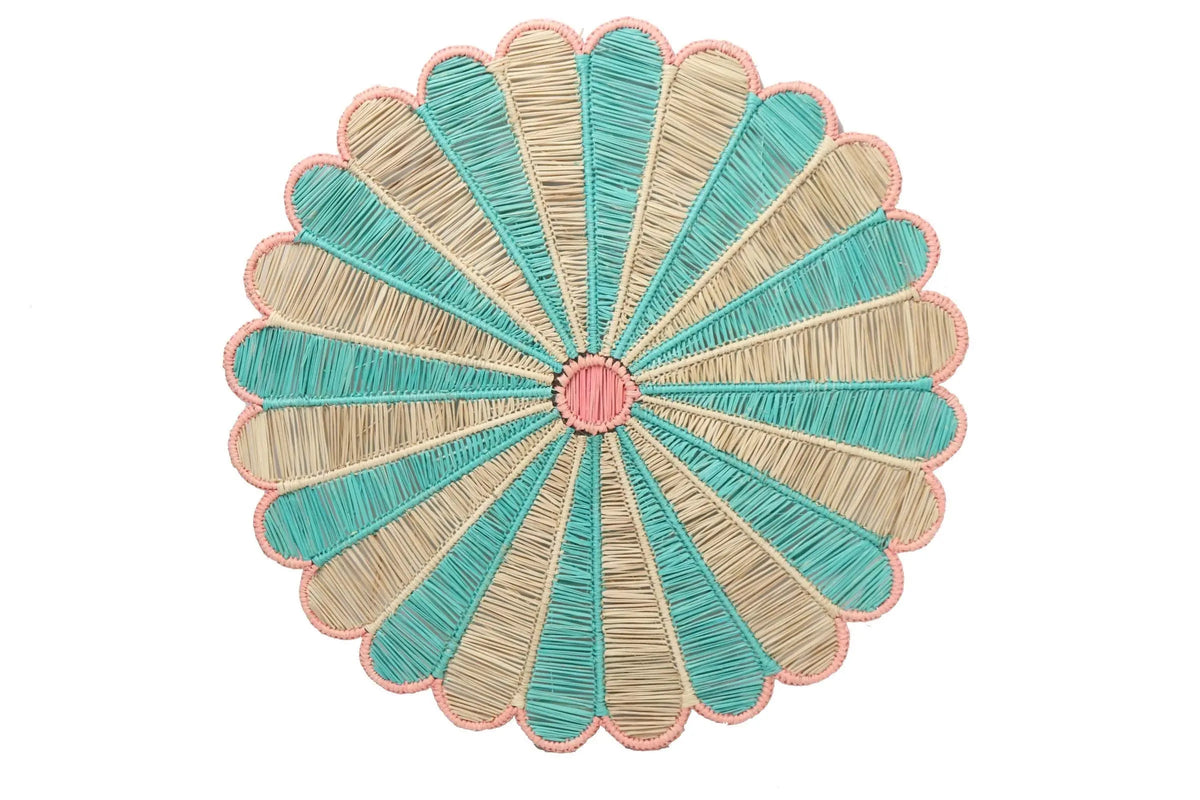 Baby Blue & Pink Iraca/Straw placemat 15” - Best of Colombia