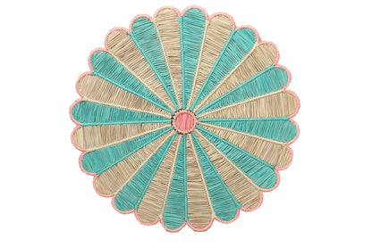 Baby Blue & Pink Iraca/Straw placemat 15” - Best of Colombia
