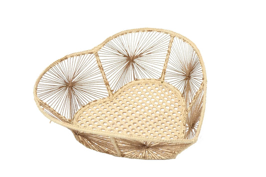 Heart iraca Iraca/Raffia Basket with Golden Thread - Best of Colombia
