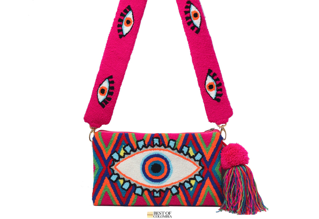 Rosa Evil Eye Clutch + Removable Strap - Best of Colombia