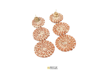 Circular natural & orange color earrings Best of Colombia