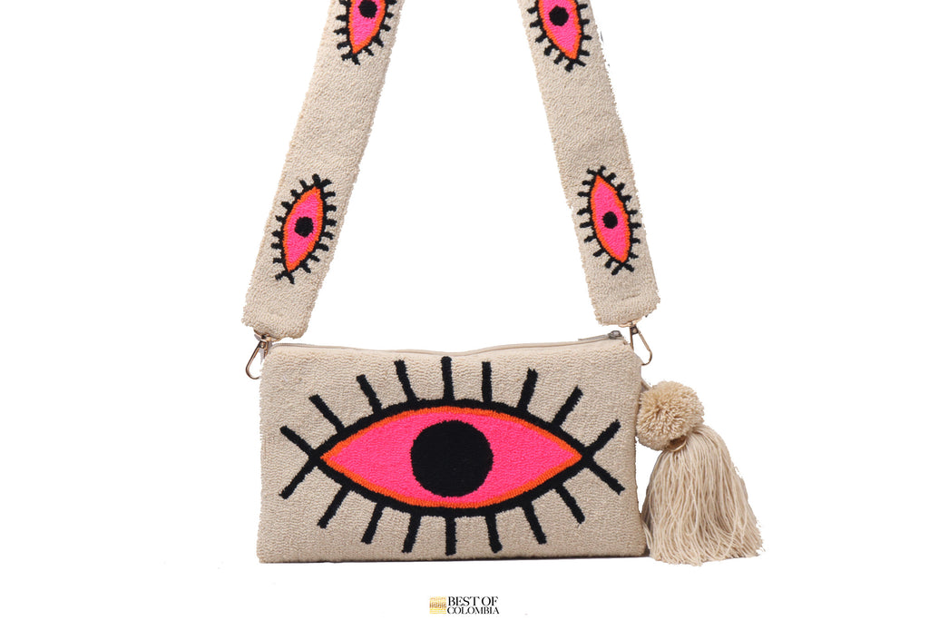 Natural pink Evil Eye Clutch - Best of Colombia