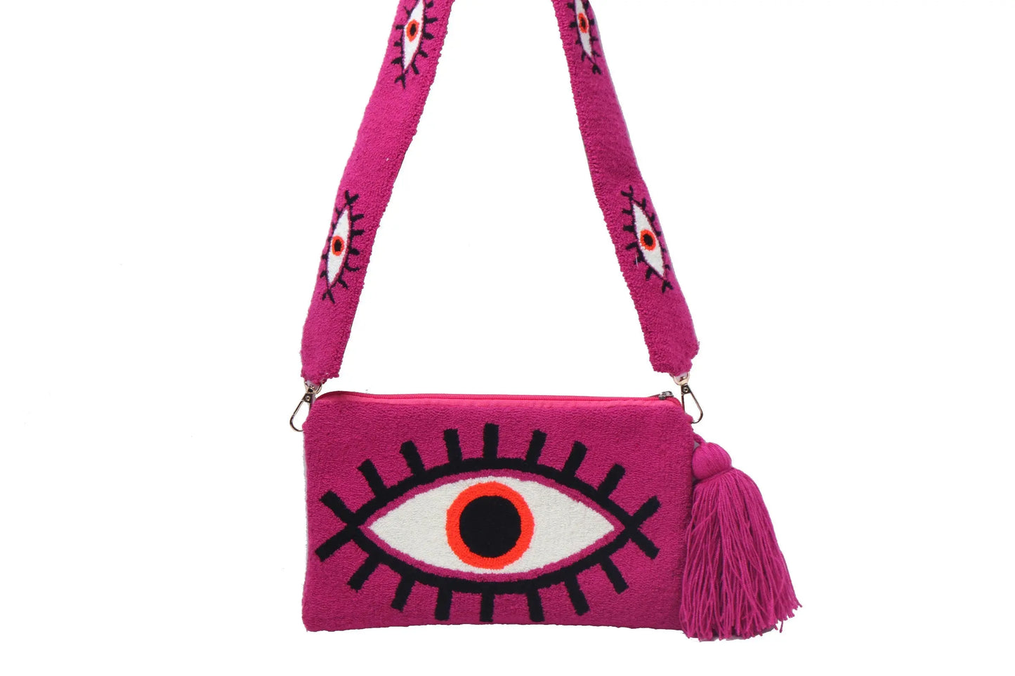Magenta Evil Eye Clutch + Removable Strap - Best of Colombia
