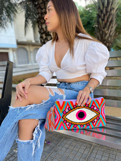 Lavender Blue Evil Eye Clutch - Best of Colombia