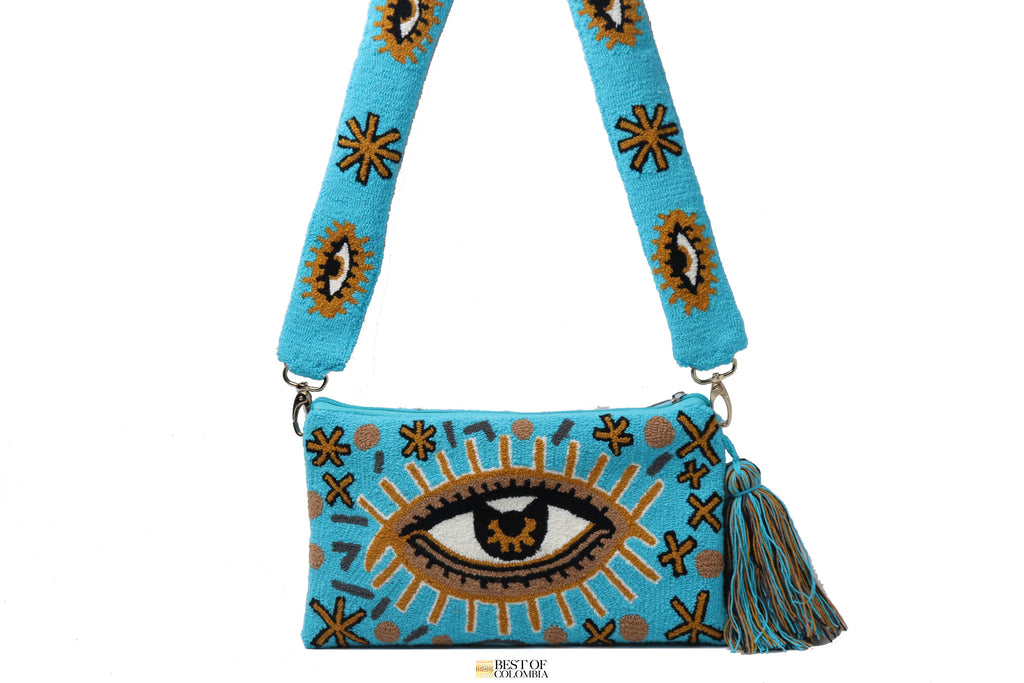 Golden Blue Eye Clutch with Strap - Best of Colombia