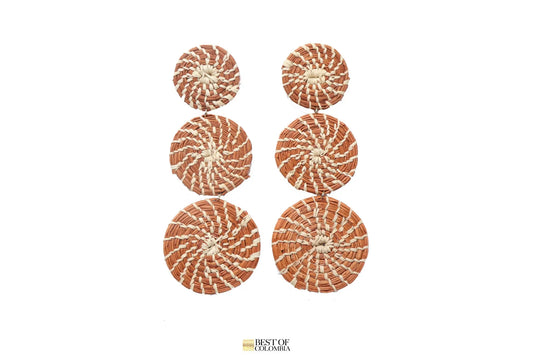 Circular natural & orange color earrings Best of Colombia