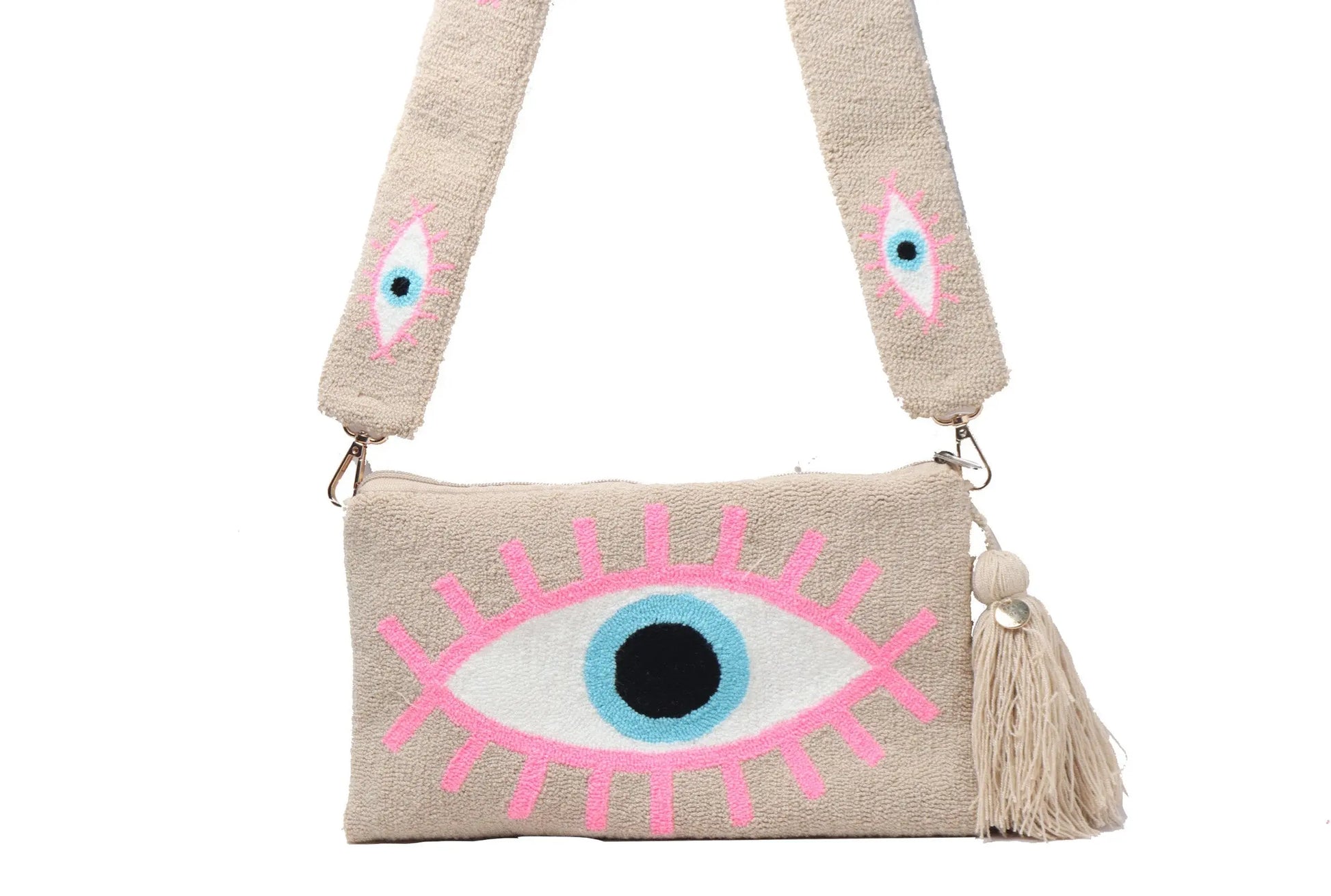 Beige Evil Eye Clutch - Best of Colombia